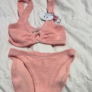 Hunza G Peach Textured Terry Bikini Set